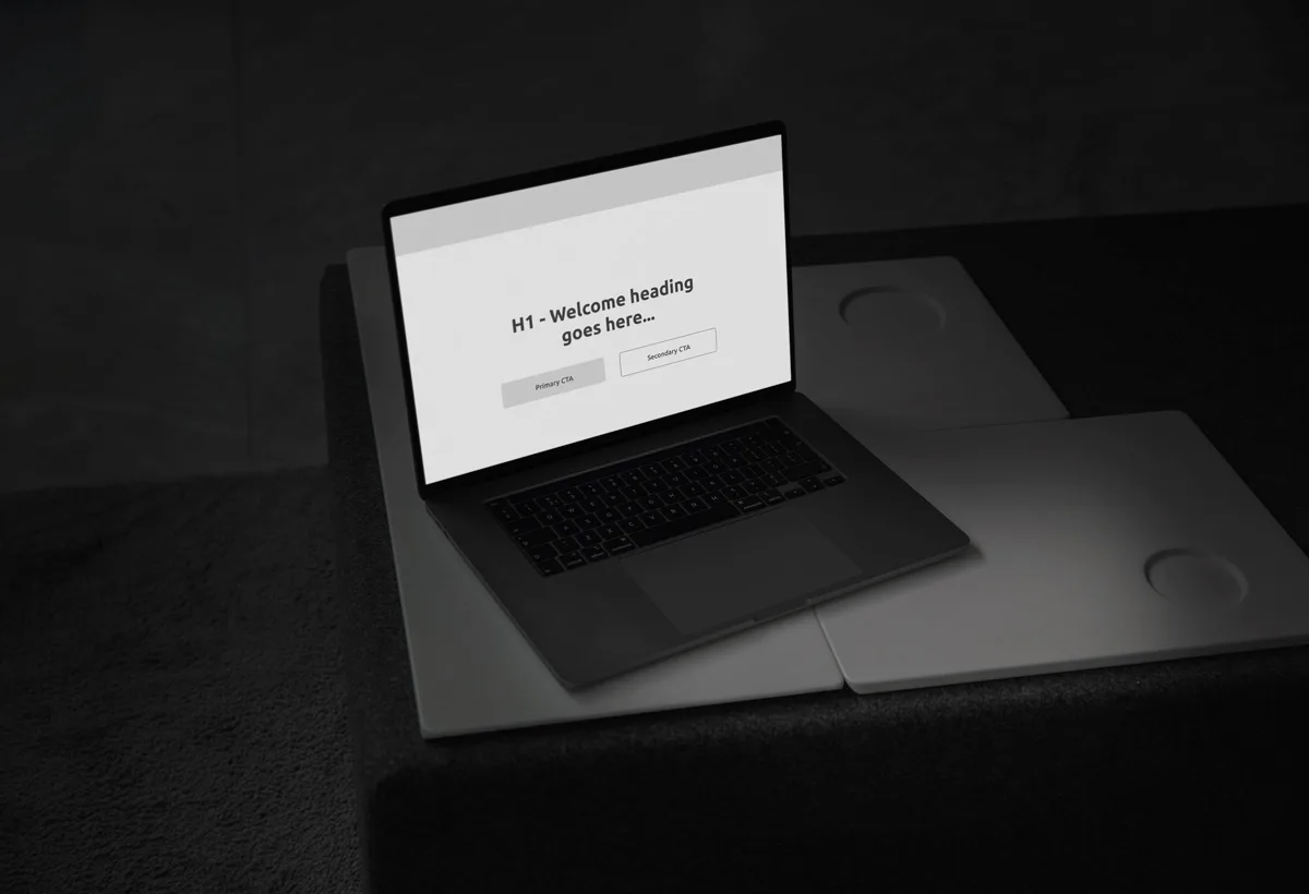 phs Group website wireframe prototype on laptop